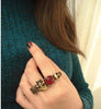 Punk Style Skull Head Red Gem Ring