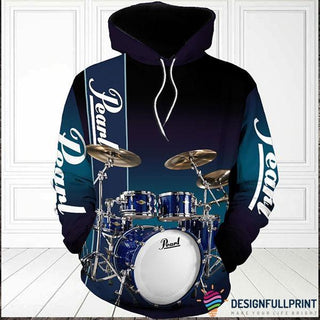 Drummer Hoodie Blue Drum Set Unisex Hoodie CM