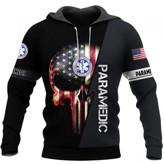 Skull Gift Gift For Army EMT Paramedic Skull Navy US Unisex Size Hoodie