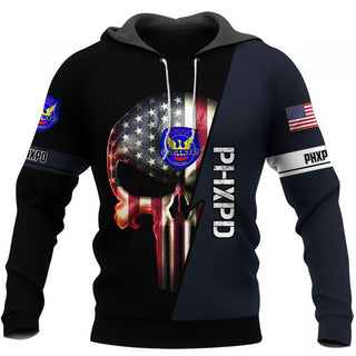 Skull Gift Gift For Army Phoenix PD Skull Law Enforcement US Unisex Size Hoodie