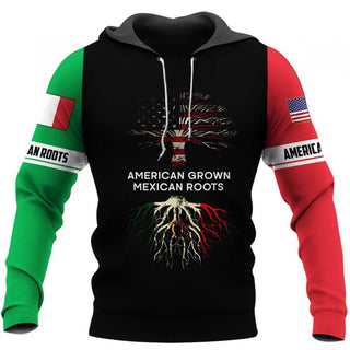 American Grown With Mexican Roots Mexican American US Unisex Size Hoodies