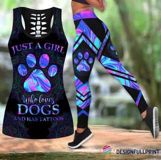 Girl Loves Dogs Legging Hollow Tank Combo Leggings Set HG Gifts For Dog Lovers