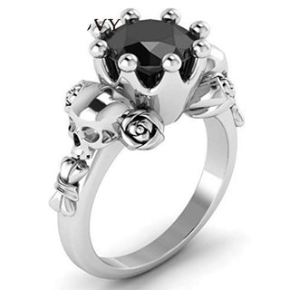 Skull Ring Charms Black Zircon Ring