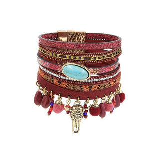 Vintage Multi-Layer Leather Skull Bracelets