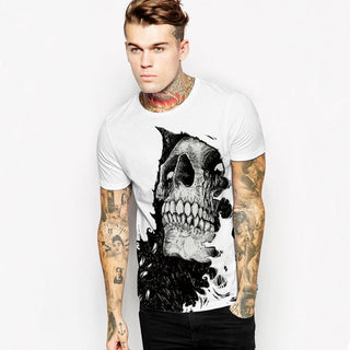 3D Skull O neck White T shirts - designfullprint