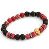 Colorful Lava Stone Bead Skull Bracelet