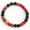 Colorful Lava Stone Bead Skull Bracelet