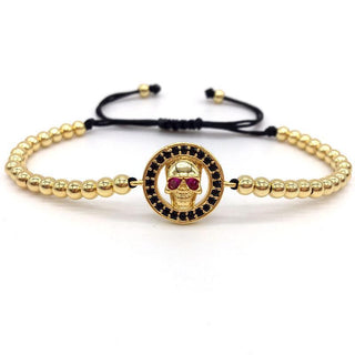 Beads Braided Skull Cubic Zirconia Macram Fashion Bracelet