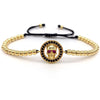 Beads Braided Skull Cubic Zirconia Macram Fashion Bracelet