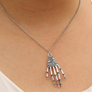 Hand Claw Bone Skull Pendant Necklace