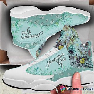 Skull Gift Teal November Girl Skull JD 13 Shoes HG
