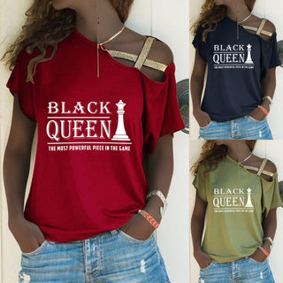 Black Pride Black Queen Off Shoulder Cross Bandage Shirt Black And Proud 365
