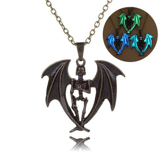 Antique Bronze Devil Luminous Skull Necklaces