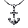 Vintage Skull Anchor Silver Punk Necklace