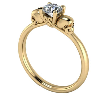 Crystal Double Skull Natural Engagement Rings