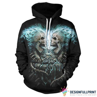 Skull Gift Teal Double Skull Screaming Art Unisex Hoodie CH