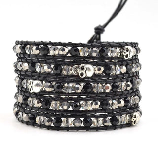 Crystal Bead Skull Bracelet