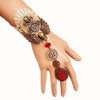 White Lace with Brass Ox Skull Metal Bracelet