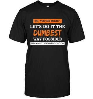 No, You're Right, Let's Do It The Dumbest Way Possible Because It's Easier For You T-shirt - designfullprint