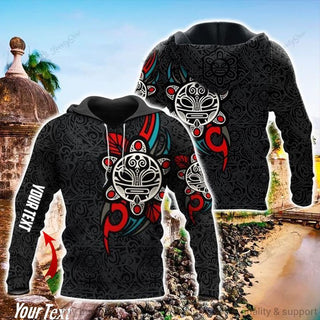 Puerto Rico Hoodie Puerto Rican Tribal Tattoos Taino Sun Tribal Pullover Zip Up Hoodie Sweatshirt US Unisex Size HG