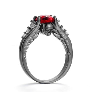 Crystal Angel Wings Skull Rings