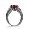 Crystal Angel Wings Skull Rings
