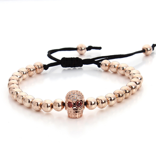 Black Hematite Stone Bead Skull Bracelet