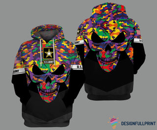 Skull Gift Pride Gift For LGBT Gift For Army Personalized LGBT Army Skull Unisex Size Hoodie LN