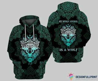 Gift For Wolf Lover Personalized My Spirit Animal Is A Wolf Mandala US Unisex Hoodie HG