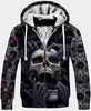 Skull Gift Personalized Red Eyes Screaming Skull Unisex Fleece Zip Up Hoodie