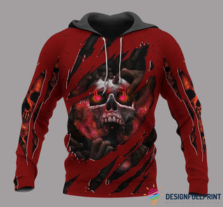 Skull Gift Personalized Name Red Screaming Skull The Skull Unisex Hoodie Evil Skull Hoodie Skull Hoodie