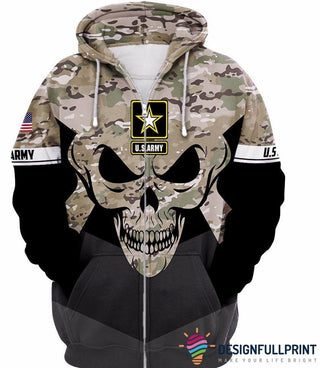 Gift For Army Personalized Army Zipup Hoodie