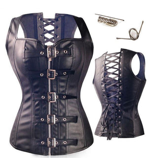 Plus Size Gothic Spiral Steel Bones Overbust Corset Ves - designfullprint