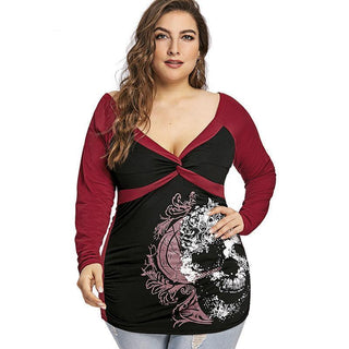 Skull Printed Plus Size T-shirt - designfullprint