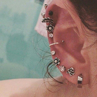 9 Pcs/Set Boho Crystal Flower Stud Earrings