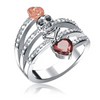 Austrian Heart Shape Crystal Skull Rose Ring