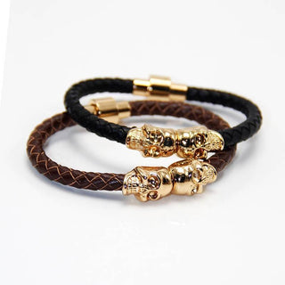 Punk Genuine Skull Leather Bracelet