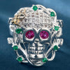 Rose Zircon Stone Eyes Skull Rings