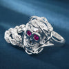 Rose Zircon Stone Eyes Skull Rings