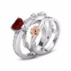 Crystal Red Heart Flower Skull Rings