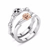 Crystal Red Heart Flower Skull Rings