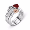 Crystal Red Heart Flower Skull Rings