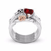 Crystal Red Heart Flower Skull Rings