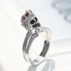 Punk Skull Red Stone Claw Ring Set