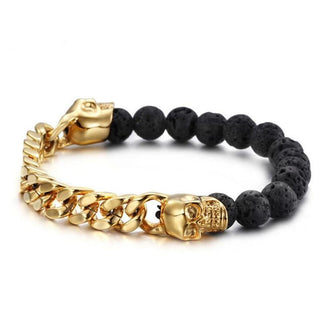 Beaded Bracelet Skulls Link Biker Motorcycle - designfullprint