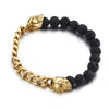 Beaded Bracelet Skulls Link Biker Motorcycle - designfullprint
