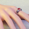 Red Crown Cubic Zirconia Skull Ring
