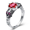 Red Crown Cubic Zirconia Skull Ring