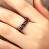 Red Crystal Zircon Black Skull Ring