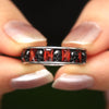 Red Crystal Zircon Black Skull Ring